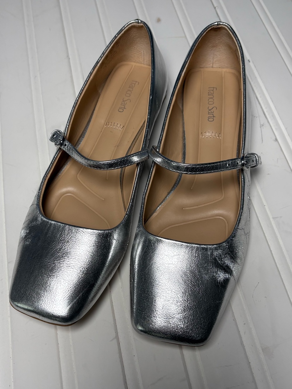 Square toe Mary Jane Silver Franco Sarto size 8.5